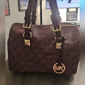 NWOT Authentic Rare Michael Kors Grayson Chain Satchel in merlot burgundy/gold